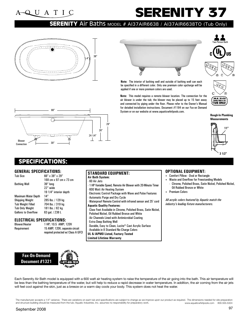 Aquatic Serenity 37 AI37AIR6638 User Manual | 1 page