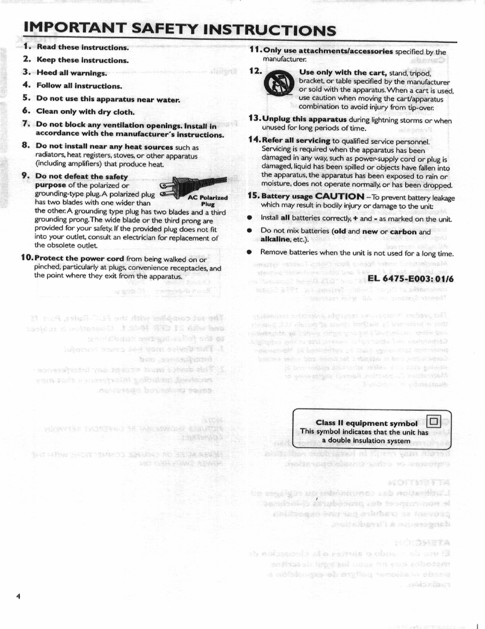 Important safety instructions | Philips HIFI RECEIVER User Manual | Page 6 / 28