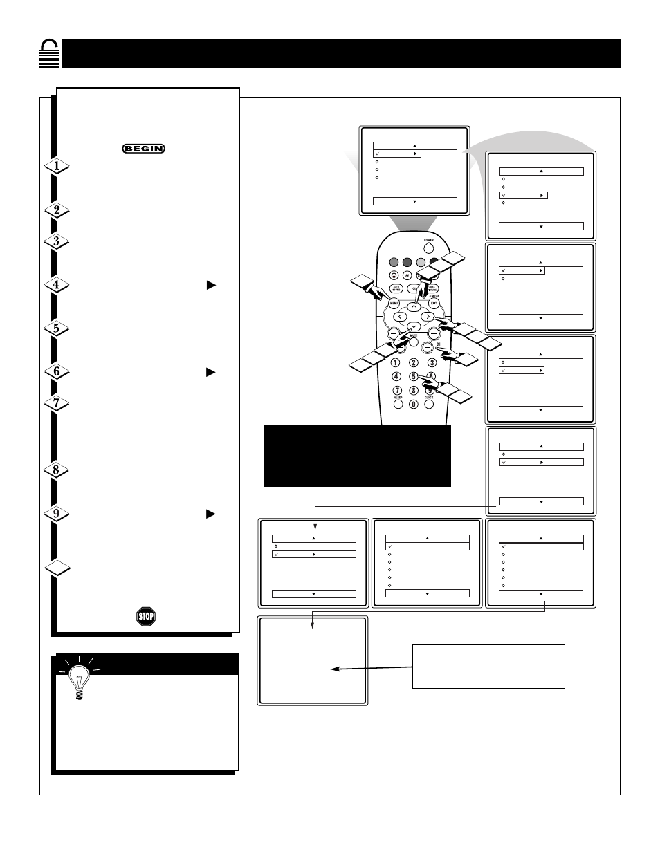 Ow to, Lock, Hannels | Philips 13PR10G User Manual | Page 22 / 40