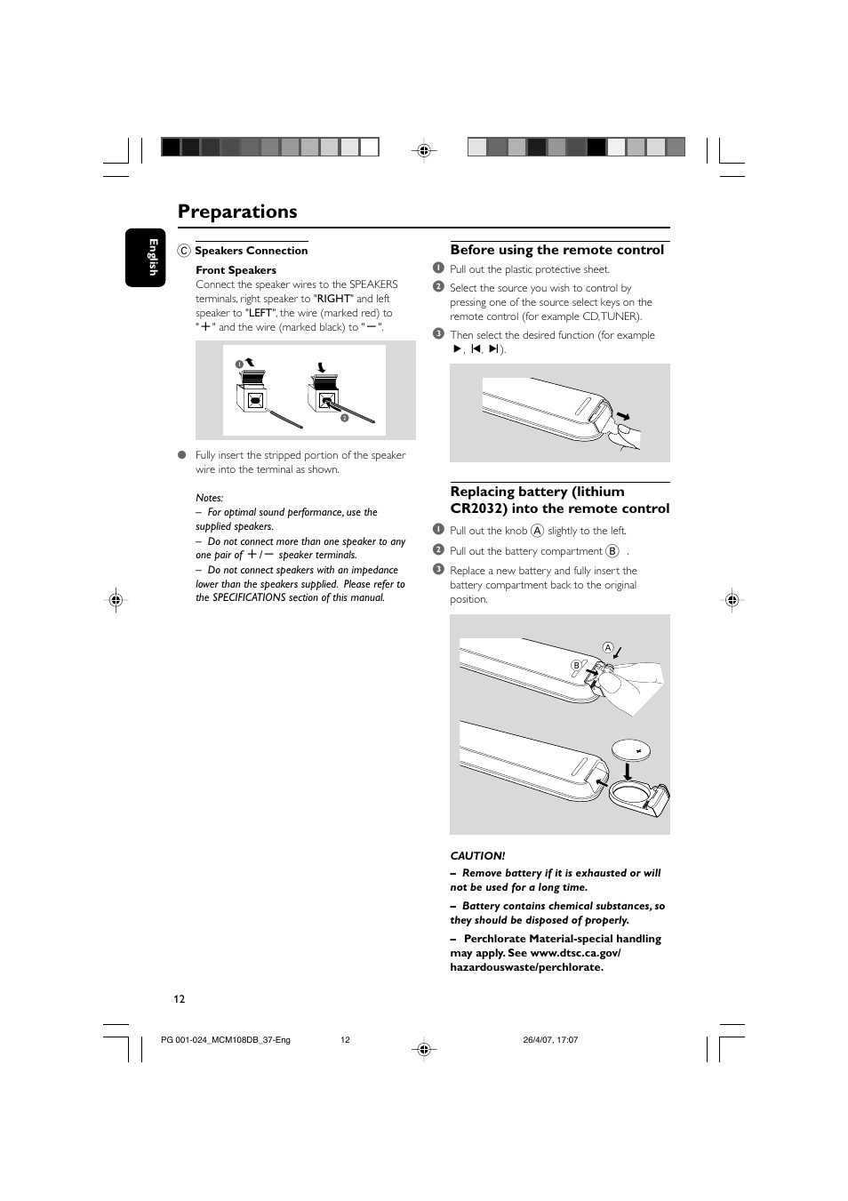 Preparations | Philips MP3-WMA-CD playback Micro Hi-Fi System User Manual | Page 12 / 25