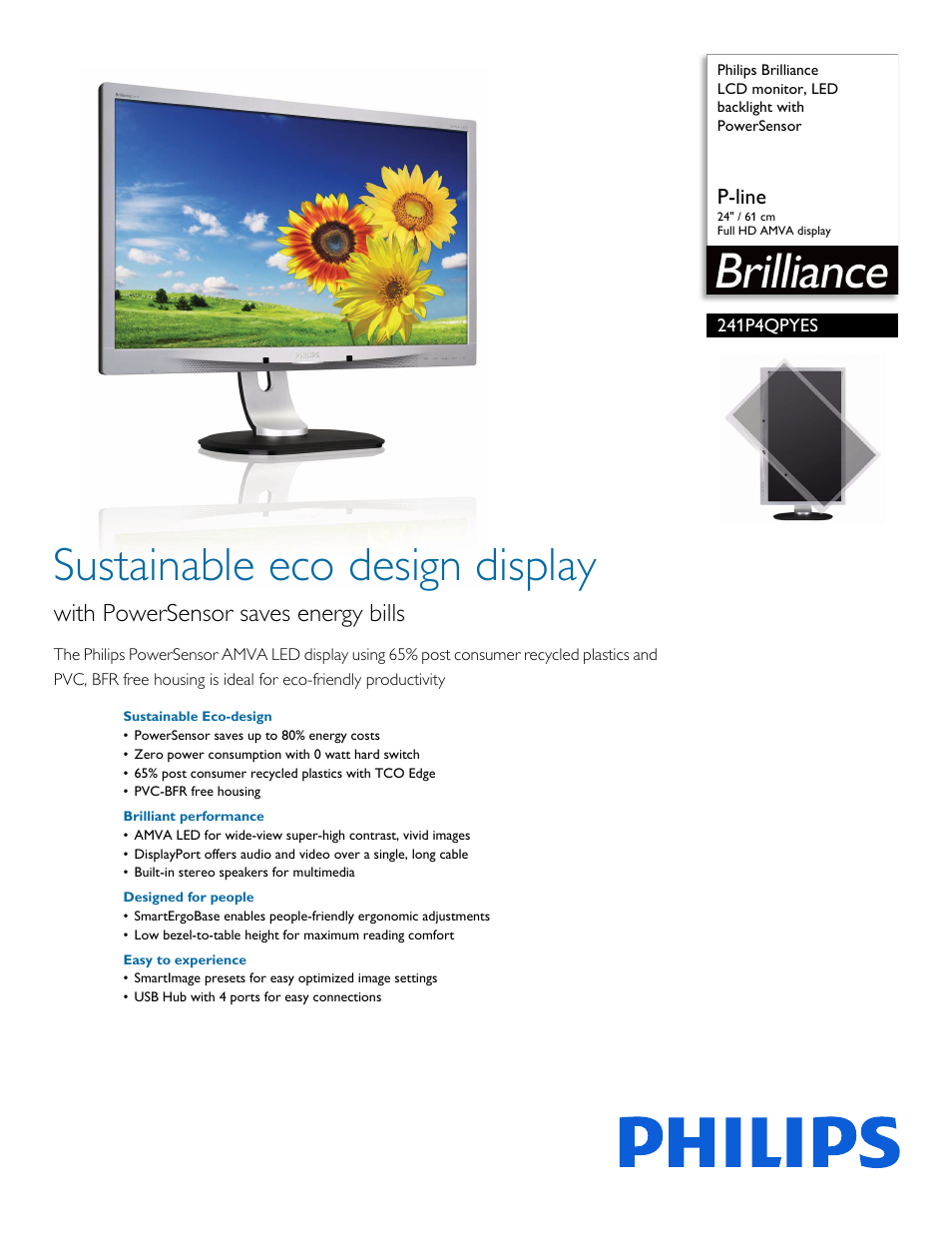 Philips 241P4QPYES-00 User Manual | 3 pages