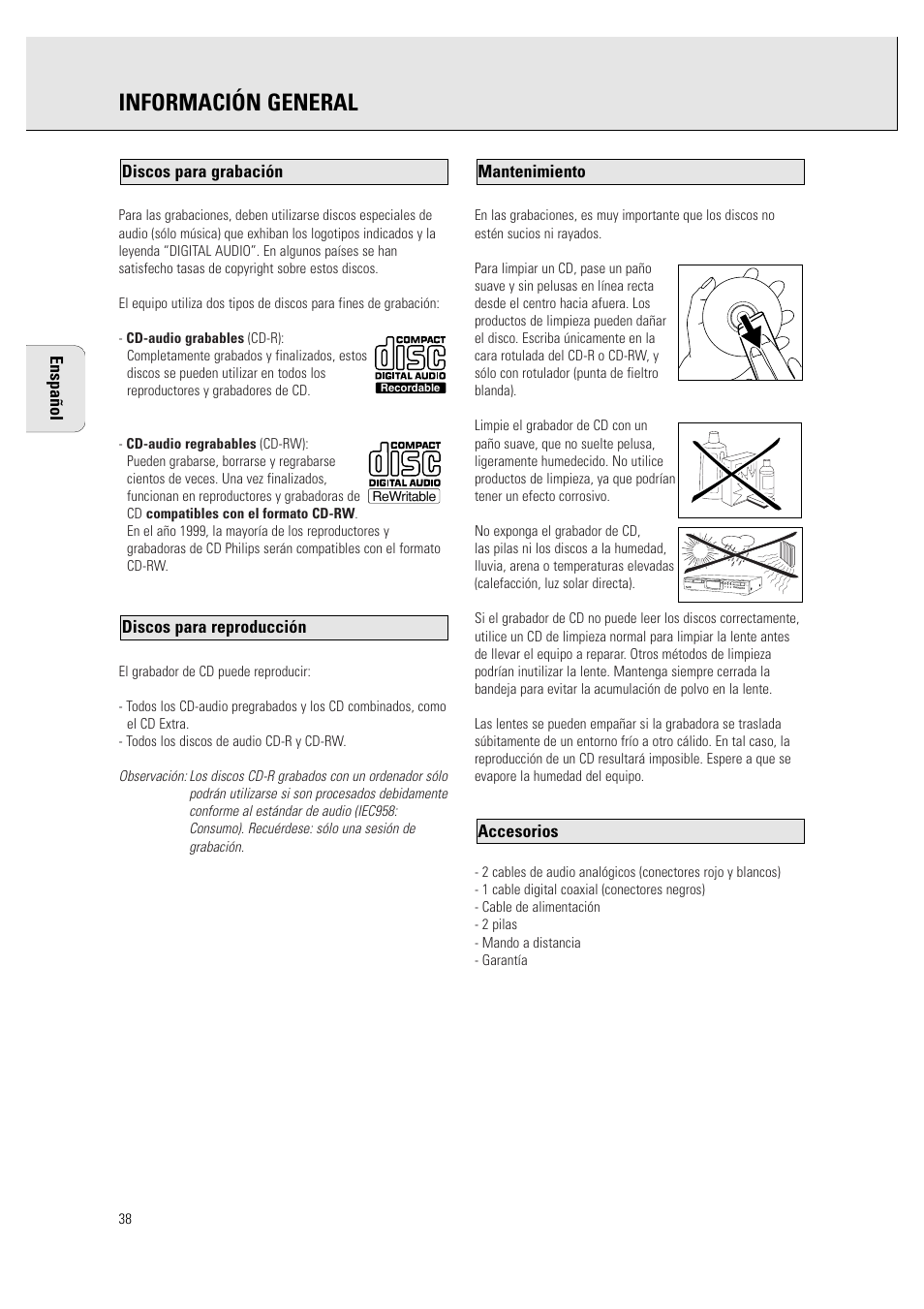 Información general | Philips CDR760BK User Manual | Page 40 / 54