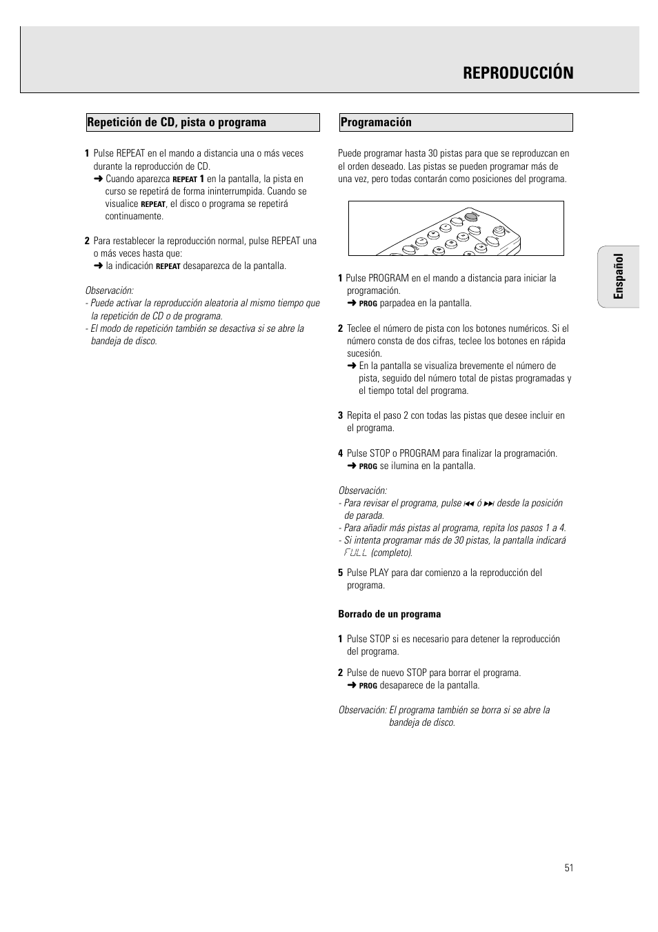 Reproducción | Philips CDR760BK User Manual | Page 53 / 54