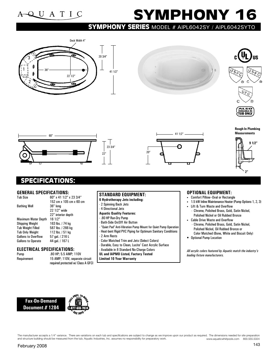 Aquatic AIPL6042SYTO User Manual | 1 page