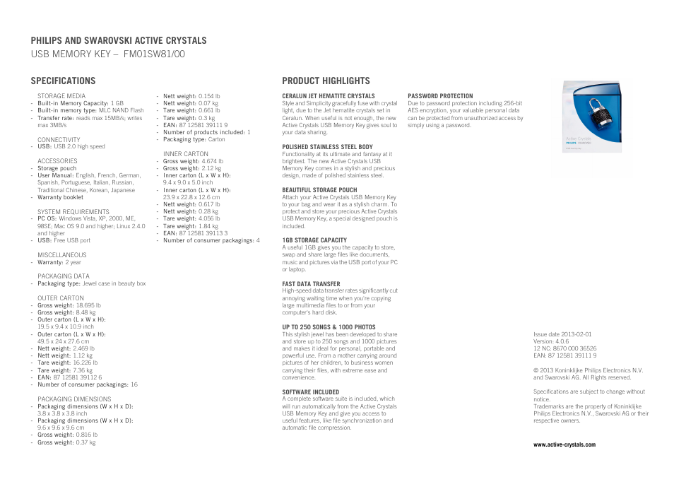 Philips FM01SW81-00 User Manual | Page 2 / 2