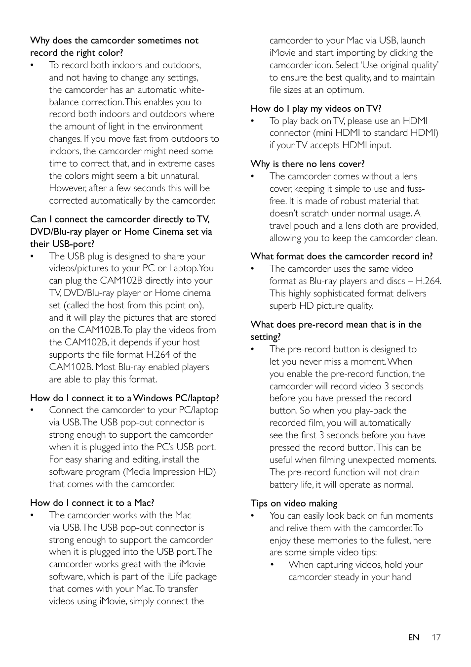 Philips CAM102SB-00 User Manual | Page 17 / 19
