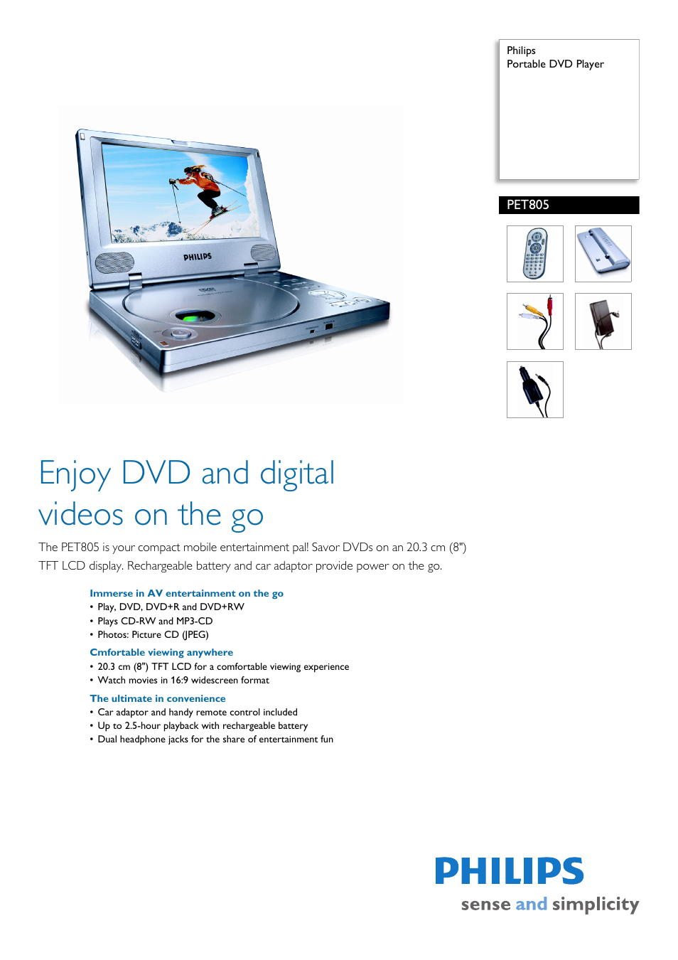 Philips Portable DVD Player User Manual | 2 pages