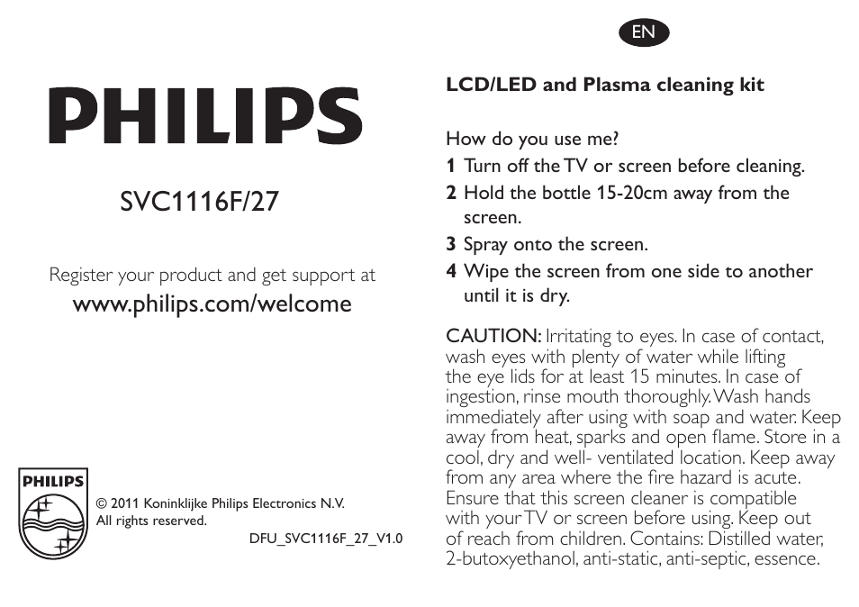 Philips SVC1116F-27 User Manual | 2 pages