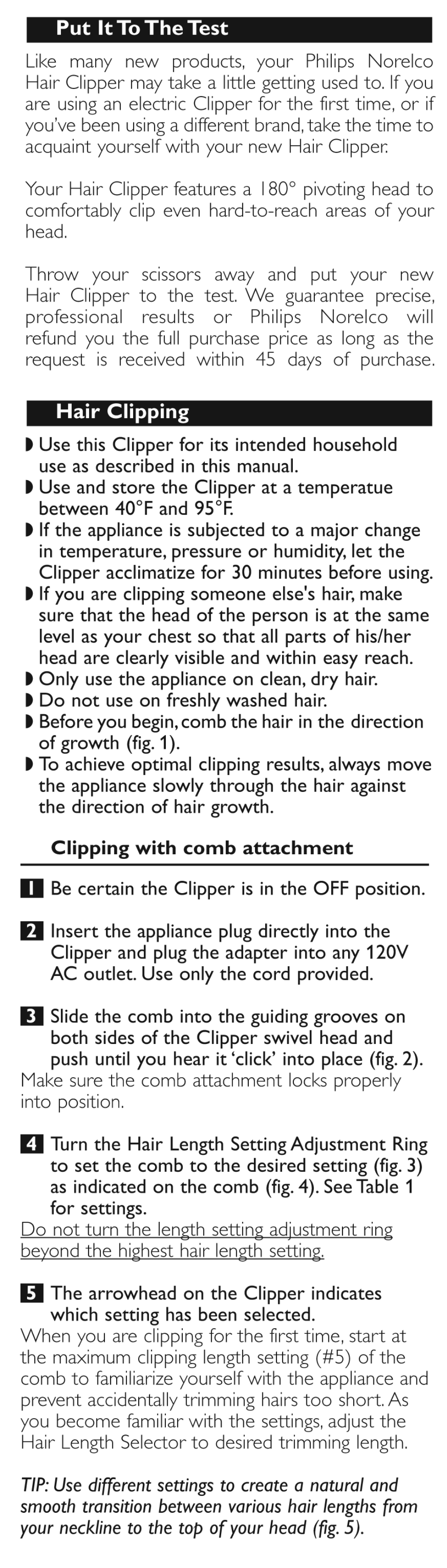 Clipping with comb attachment | Philips QC5510-65 User Manual | Page 4 / 8