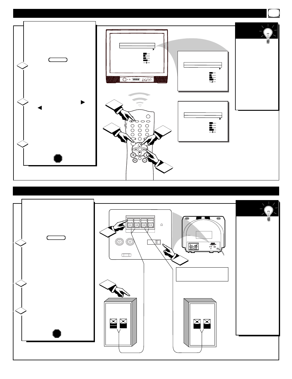 Sing the, Xternal, Peaker | Erminals, Ow to, Se the, Creen, Anguage, Ption | Philips PA9019C User Manual | Page 23 / 36