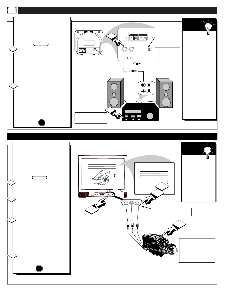 Sing the, Udio, Utput | Acks, Ront, Ideo, Nput | Philips PA9019C User Manual | Page 24 / 36