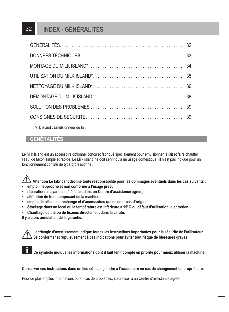 Index - généralités | Philips 21000972 User Manual | Page 32 / 84