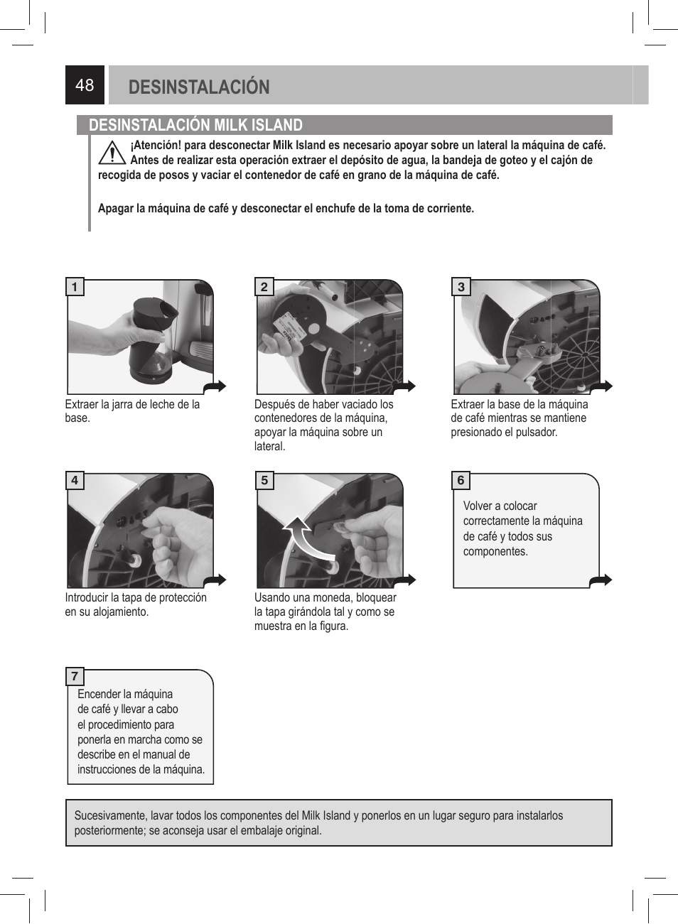 Desinstalación, Desinstalación milk island | Philips 21000972 User Manual | Page 48 / 84