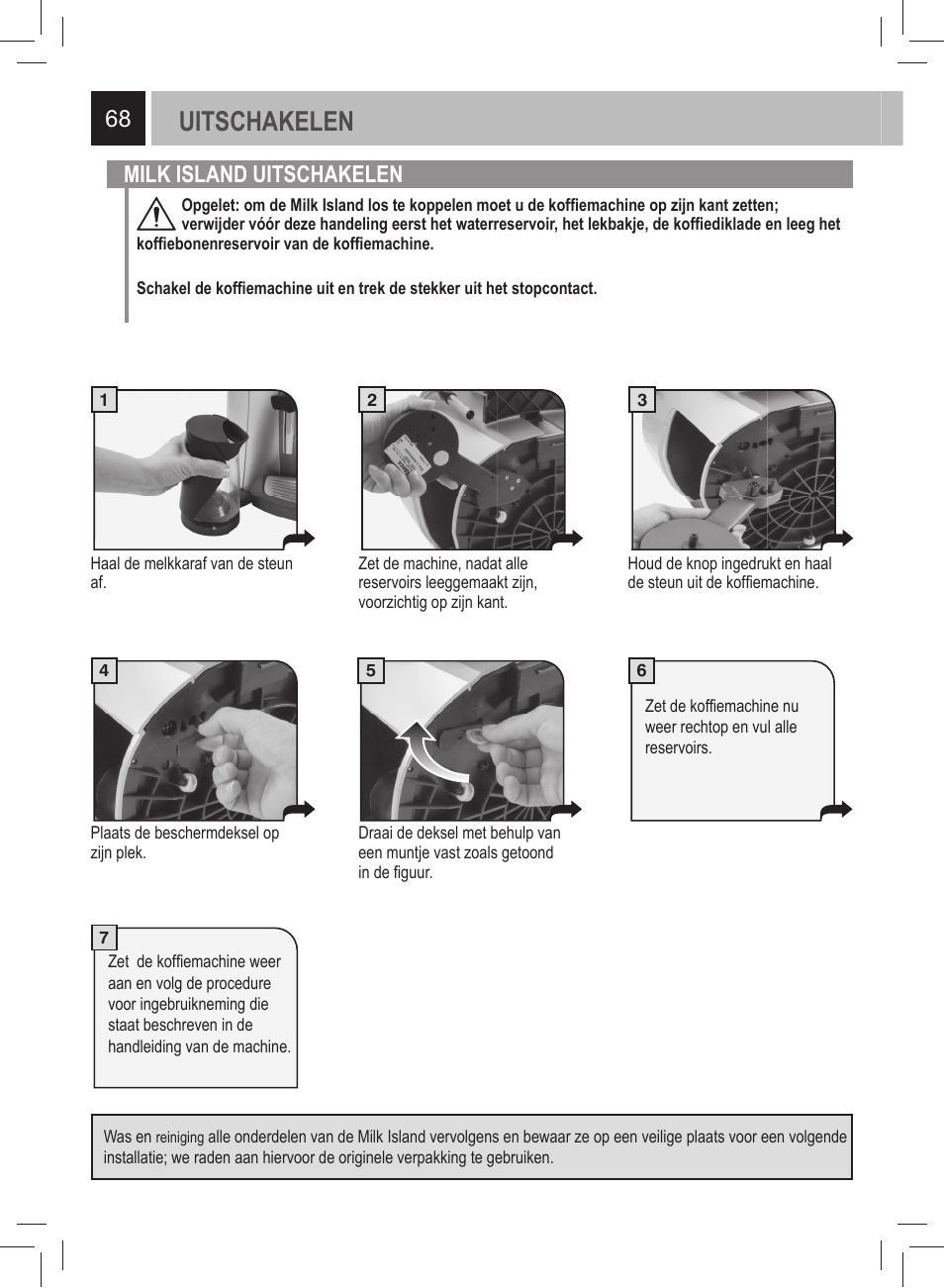 Uitschakelen, Milk island uitschakelen | Philips 21000972 User Manual | Page 68 / 84