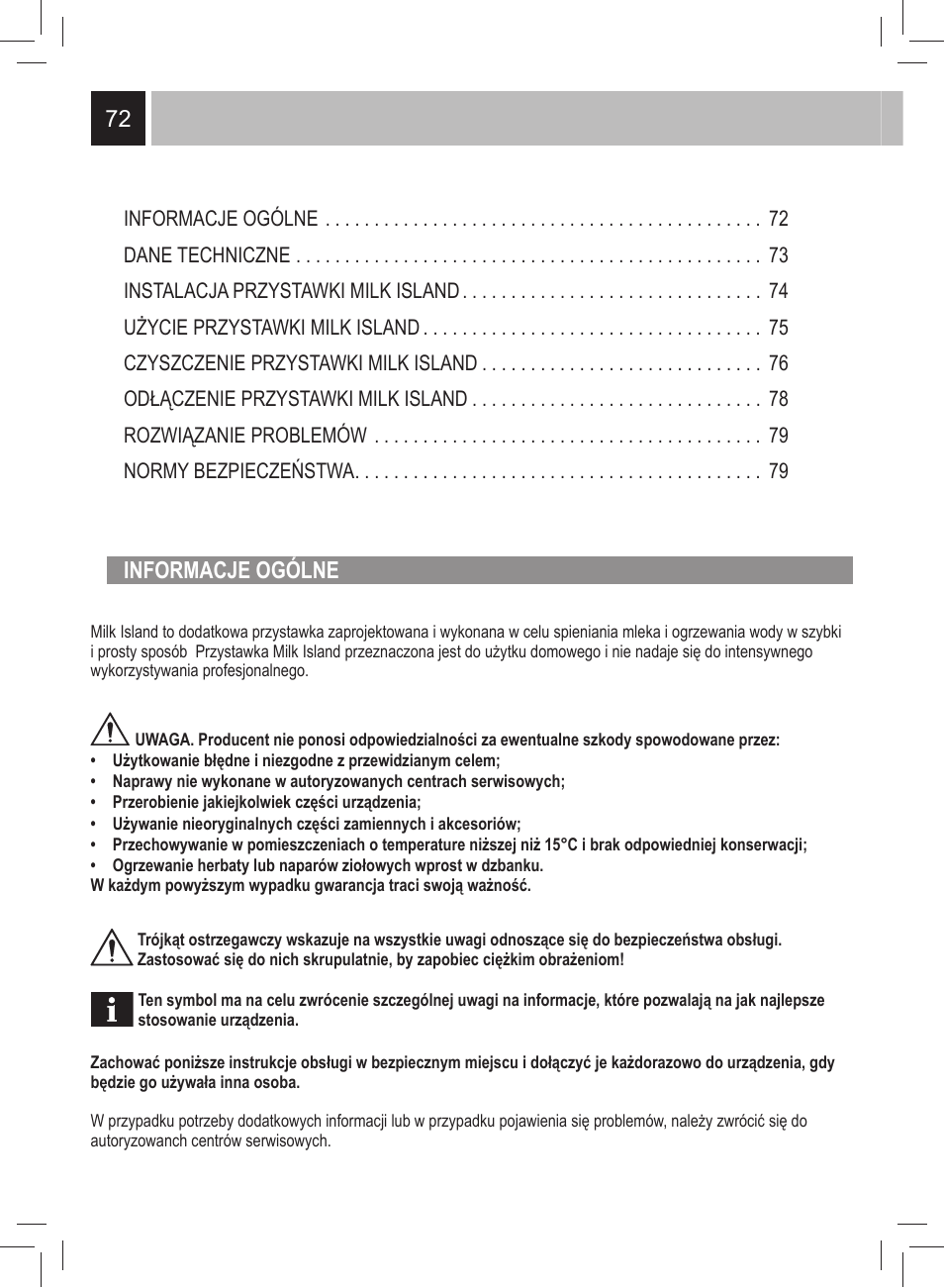 72 informacje ogólne | Philips 21000972 User Manual | Page 72 / 84