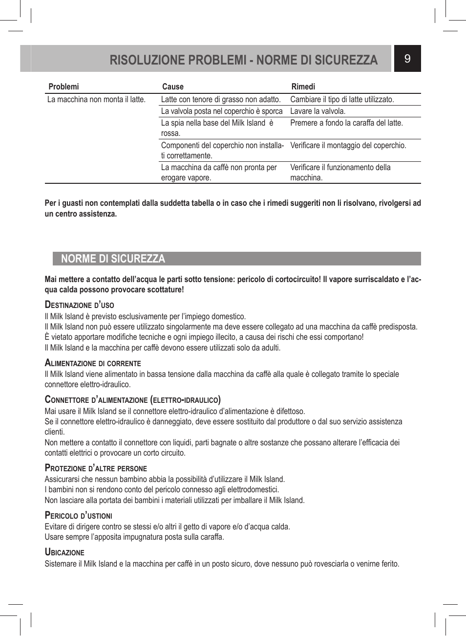 Risoluzione problemi - norme di sicurezza, Norme di sicurezza | Philips 21000972 User Manual | Page 9 / 84