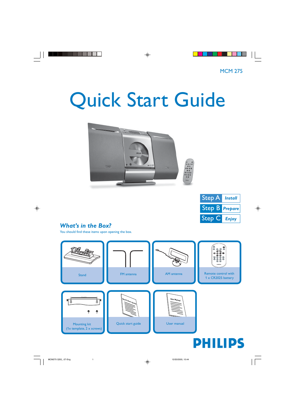 Philips MCM275-37B User Manual | 4 pages