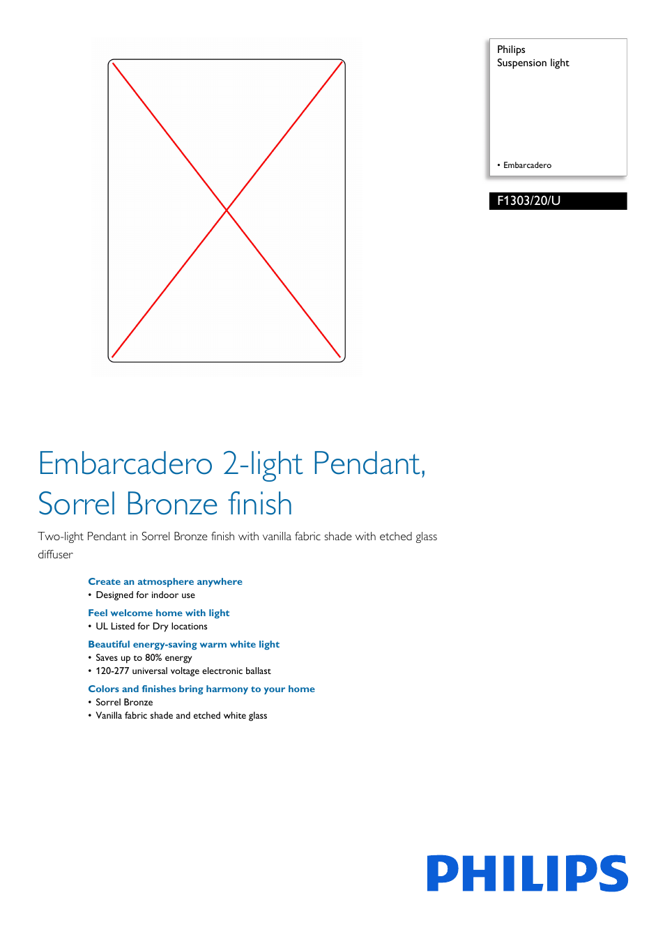 Philips F130320U User Manual | 2 pages