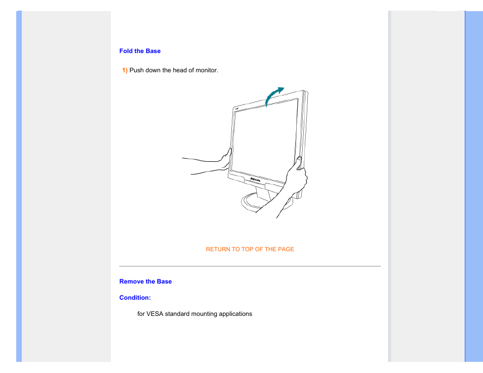 Fold the base | Philips 150S7FG-27 User Manual | Page 52 / 98