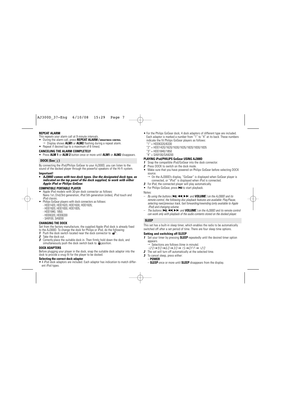 Philips AJ300D-37B User Manual | Page 7 / 9