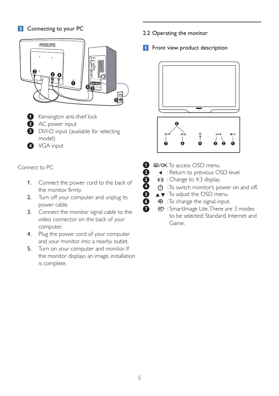 Philips 232E2SB-27 User Manual | Page 7 / 51