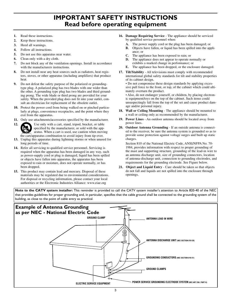 Philips 20RF50S User Manual | Page 3 / 40