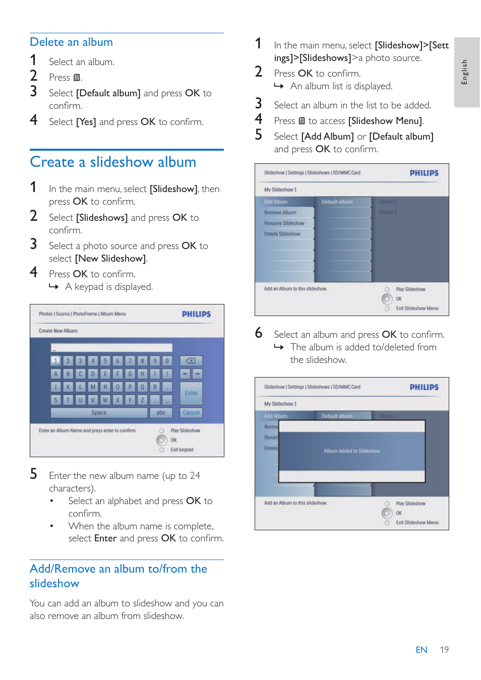 Create a slideshow album 1 | Philips 10FF3CMI-37 User Manual | Page 18 / 34