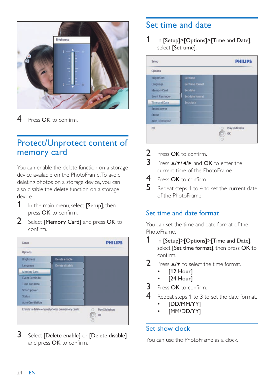 Set time and date 1 | Philips 10FF3CMI-37 User Manual | Page 23 / 34