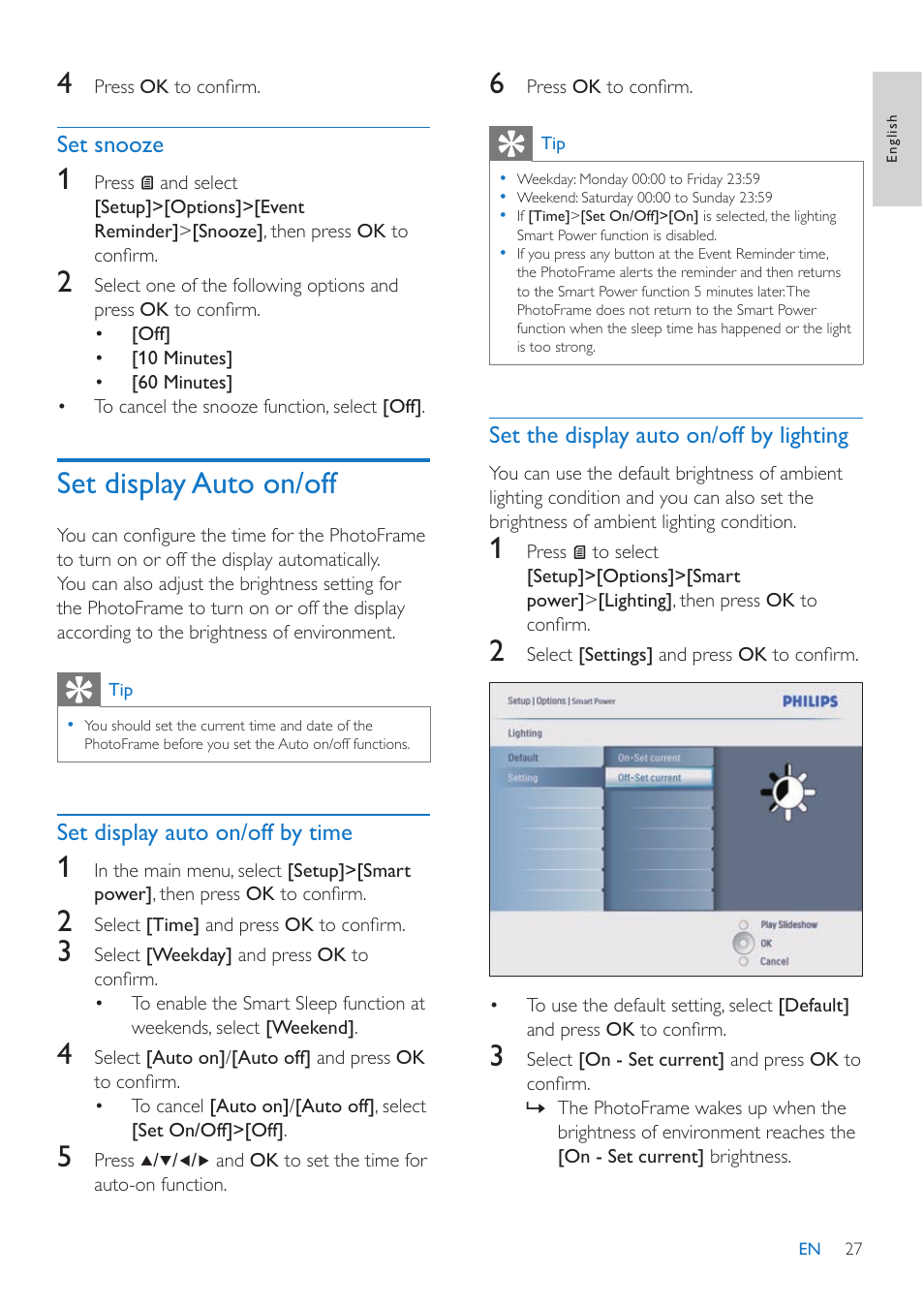 Set display auto on/off | Philips 10FF3CMI-37 User Manual | Page 26 / 34