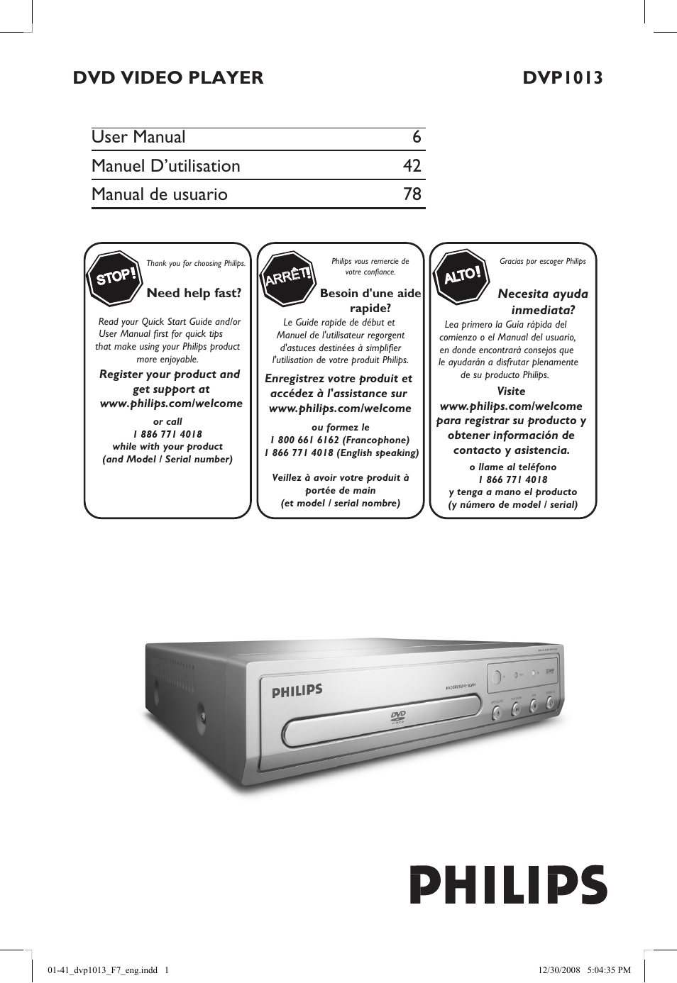 Philips DVP1013-F7E User Manual | 42 pages