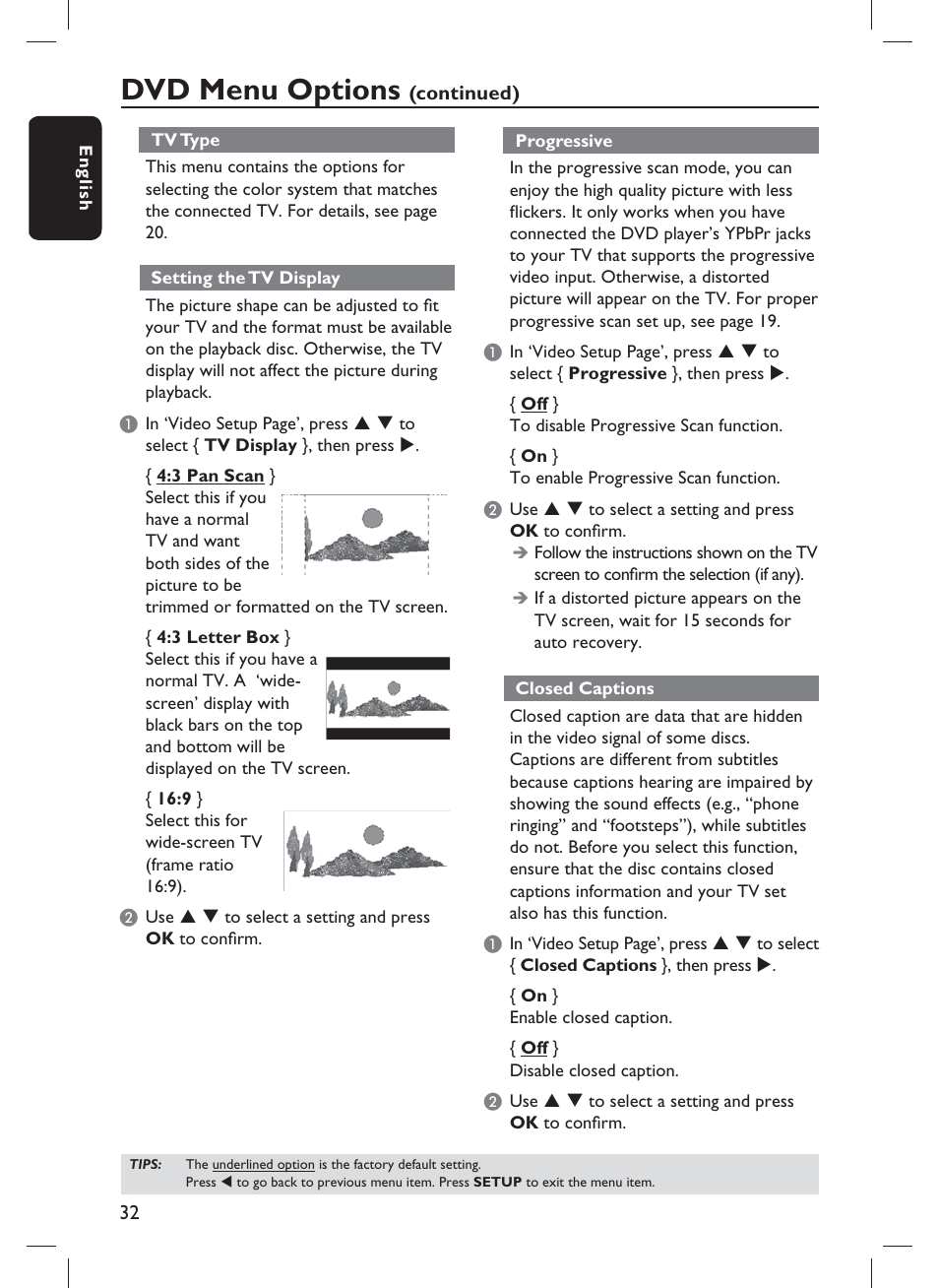 Dvd menu options | Philips DVP1013-F7E User Manual | Page 32 / 42