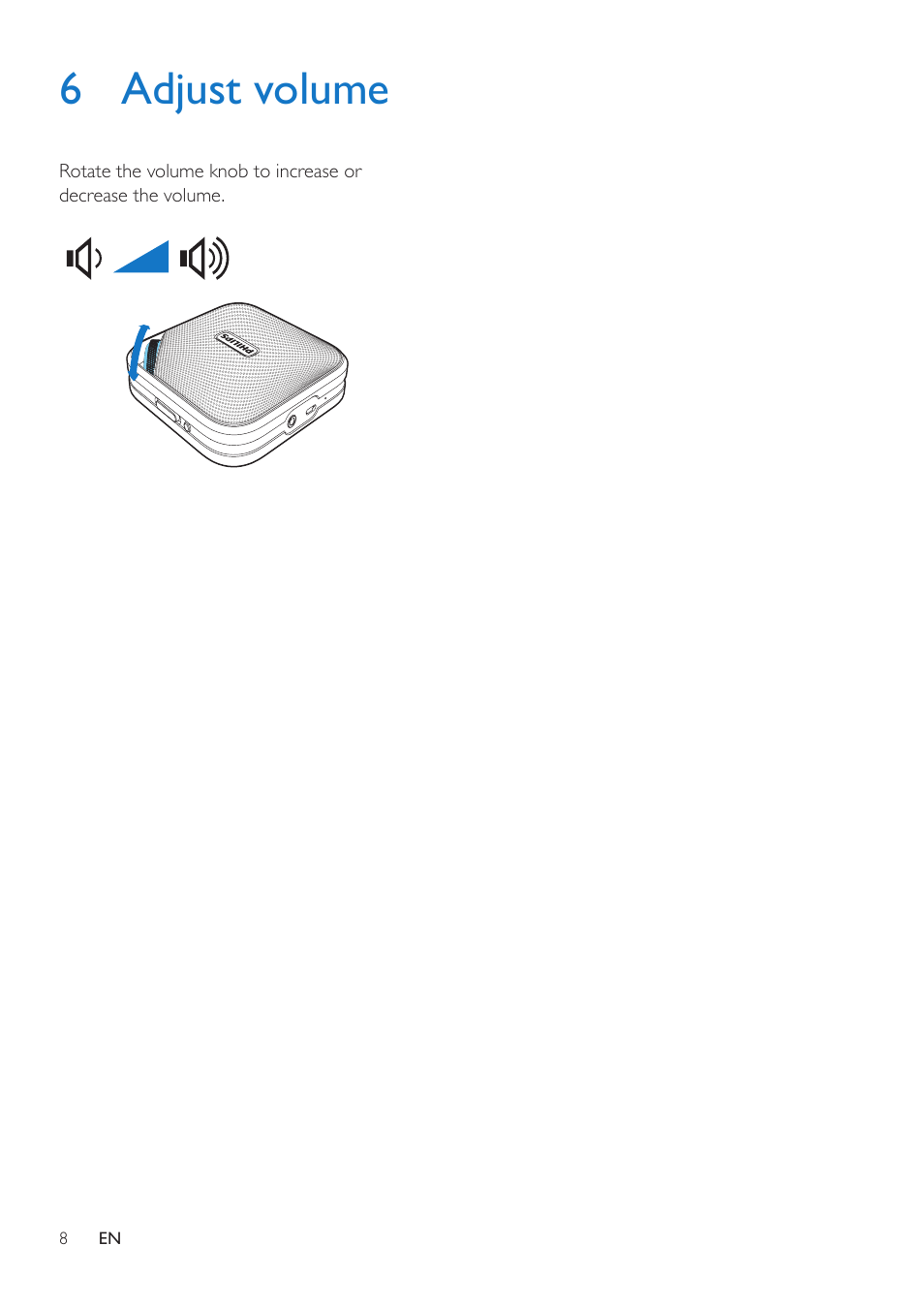 6 adjust volume | Philips BT2500B-37 User Manual | Page 10 / 16