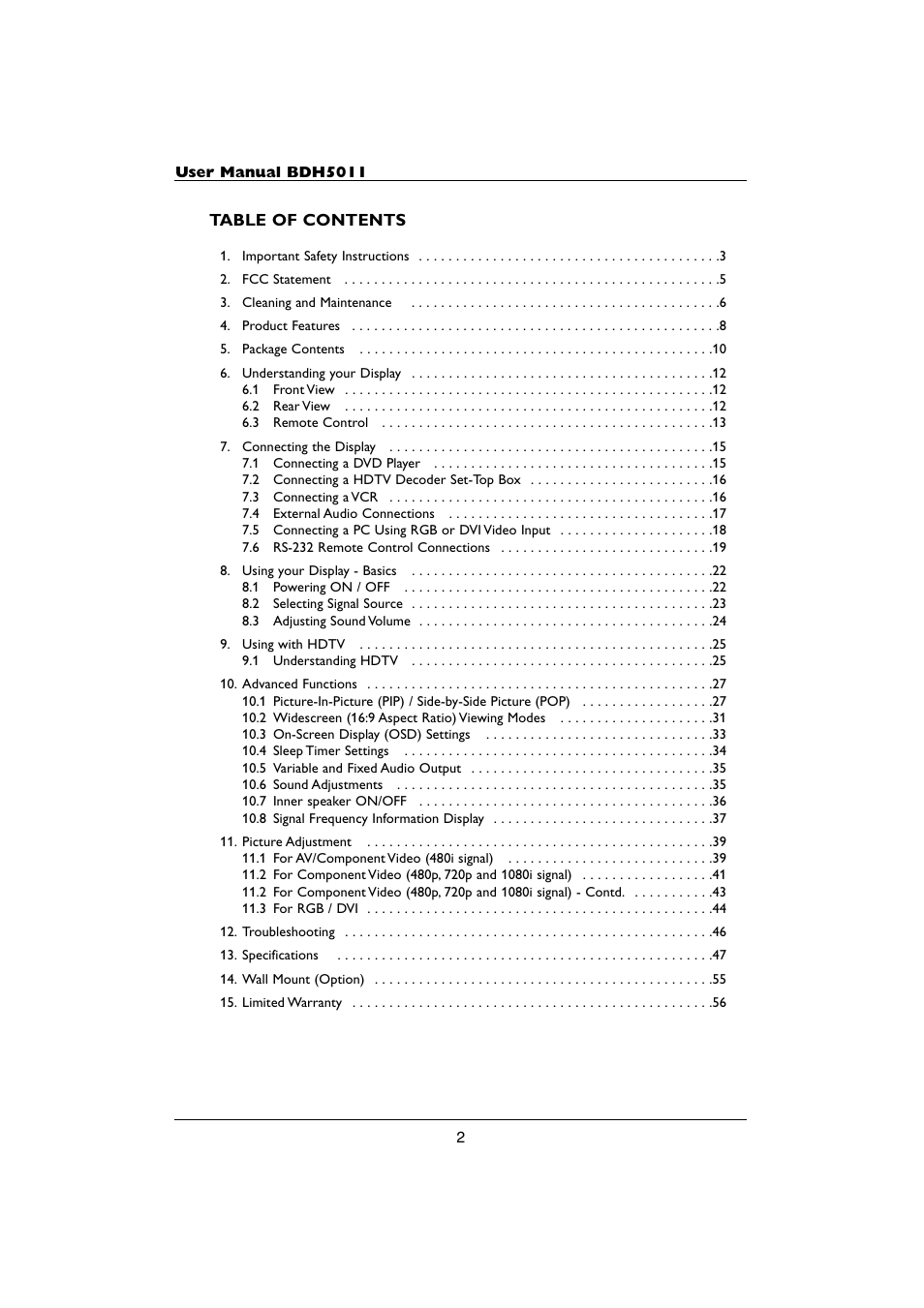 Philips BDH5011-74 User Manual | Page 2 / 59