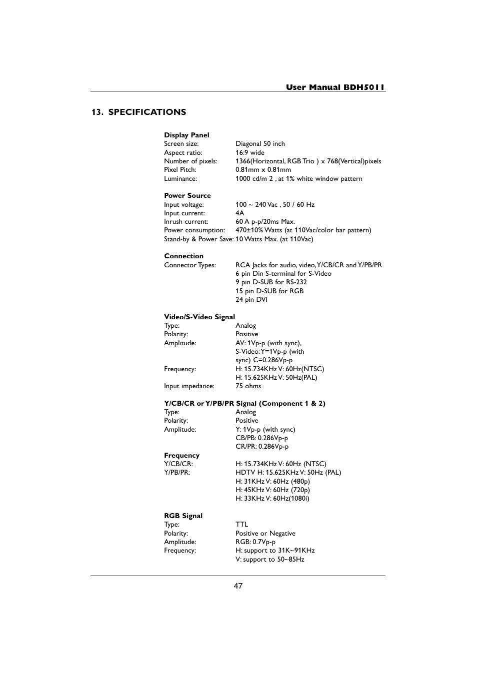 Philips BDH5011-74 User Manual | Page 47 / 59