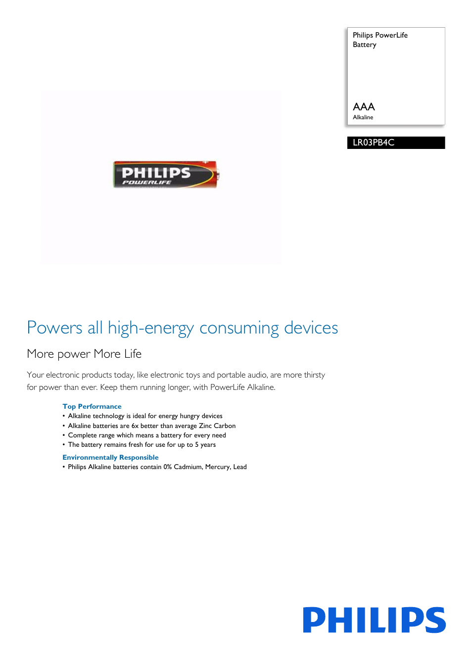 Philips LR03PB4C-27 User Manual | 2 pages