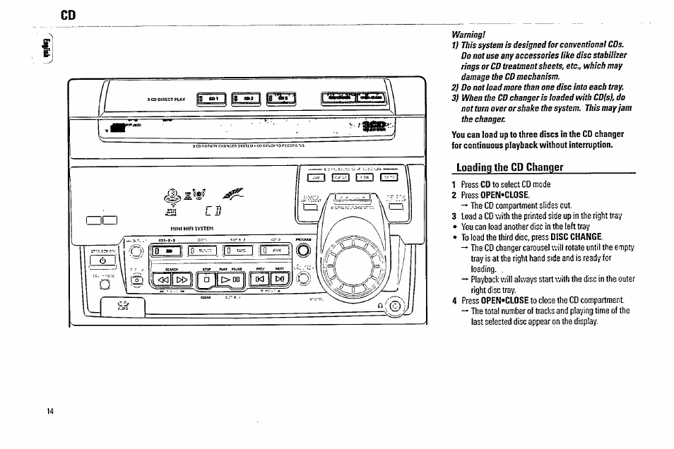 Loadinh the cd changer | Philips FW570C37 User Manual | Page 14 / 27