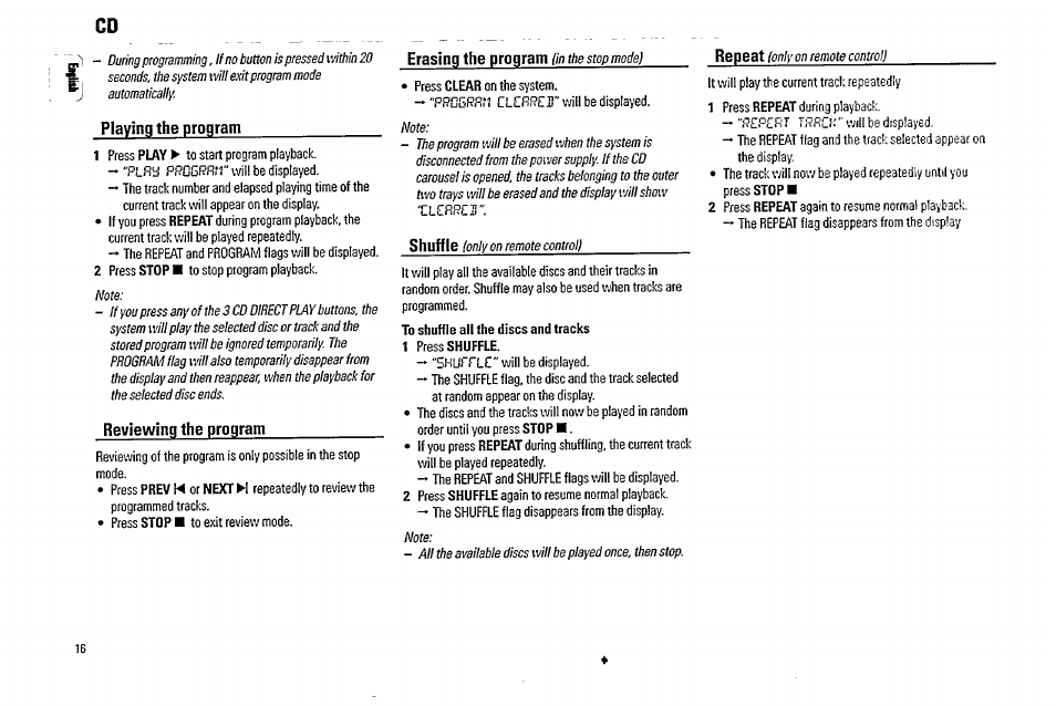 To shuffle all the discs and tracks | Philips FW570C37 User Manual | Page 16 / 27