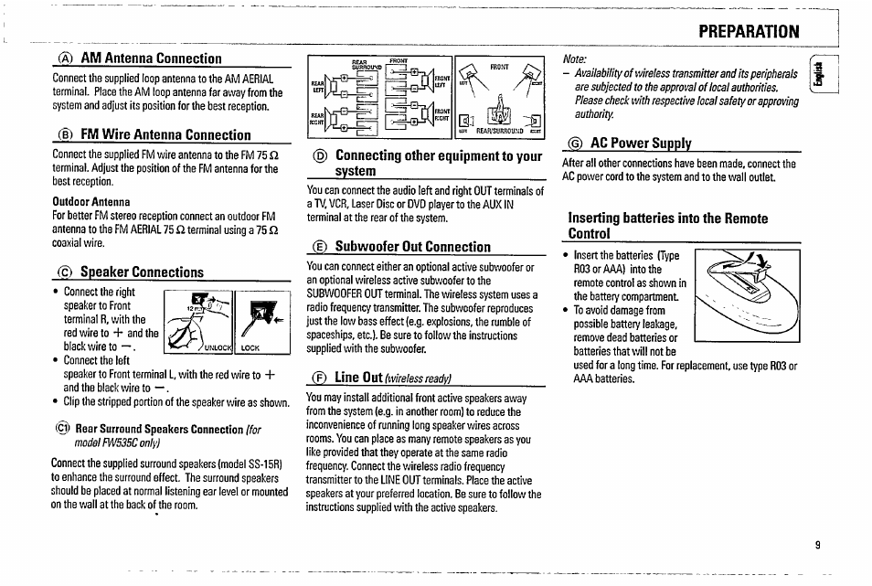Preparation | Philips FW570C37 User Manual | Page 9 / 27