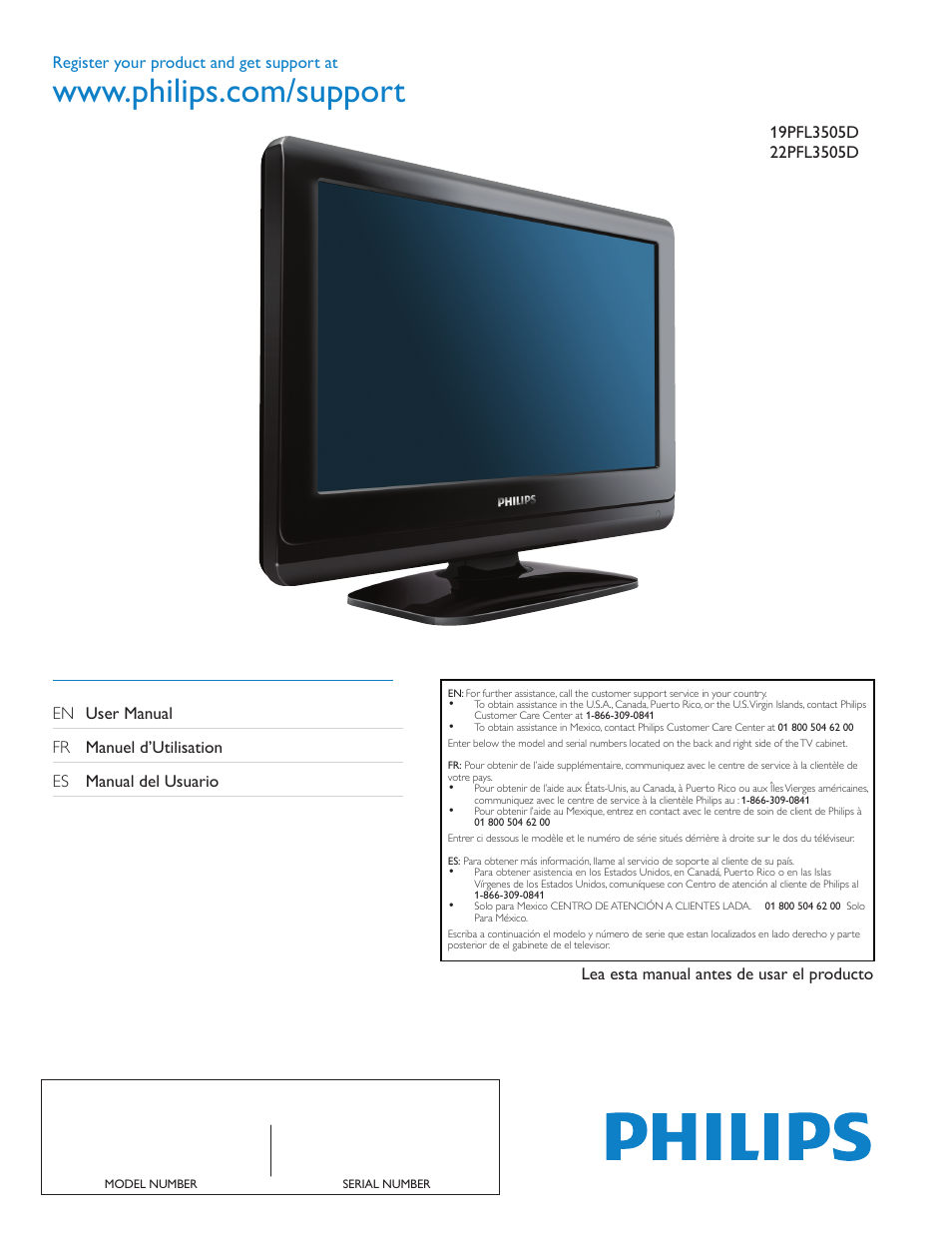 Philips 22PFL3505D-F7 User Manual | 36 pages
