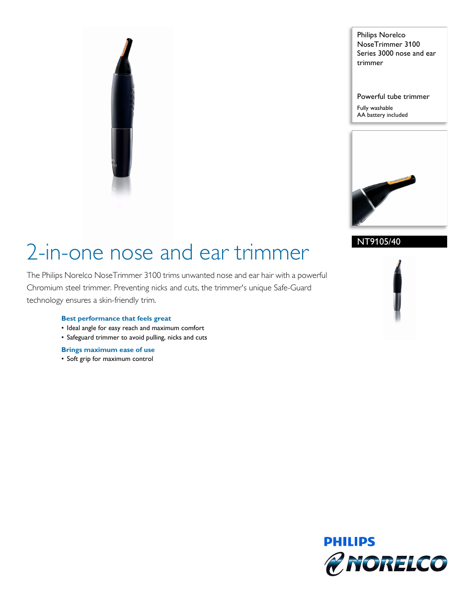 Philips NT9105-40 User Manual | 2 pages