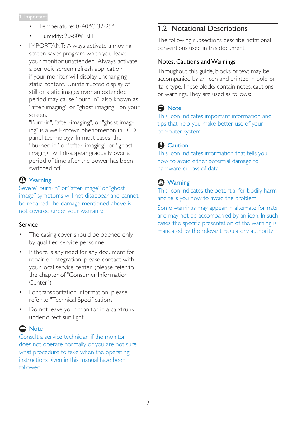 2 notational descriptions | Philips 196V3LSB2-27 User Manual | Page 4 / 38