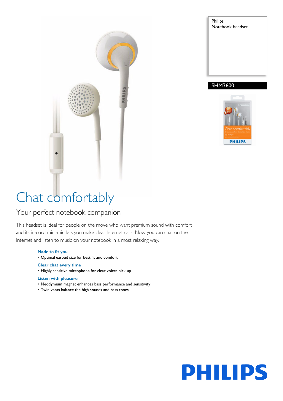 Philips SHM3600-27 User Manual | 2 pages