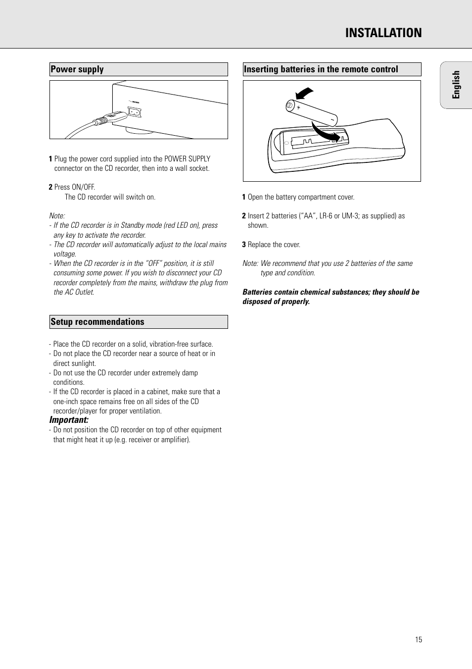 Installation | Philips CDR770BK User Manual | Page 9 / 24