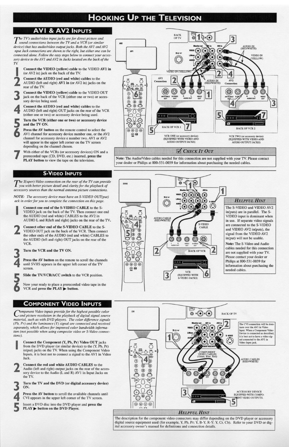 Hooking up the television, Ooking, Elevision avi & av2 i | Philips 32PT740H37A User Manual | Page 3 / 4
