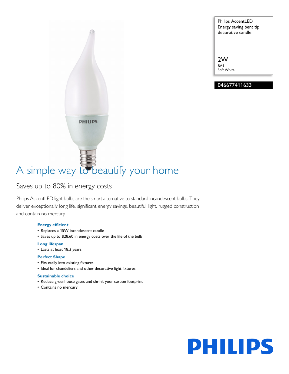 Philips 046677411633 User Manual | 2 pages