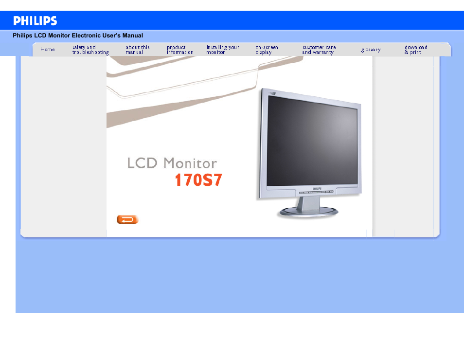 Philips LCD monitor 170S7FB 43 cm 17" SXGA User Manual | 99 pages