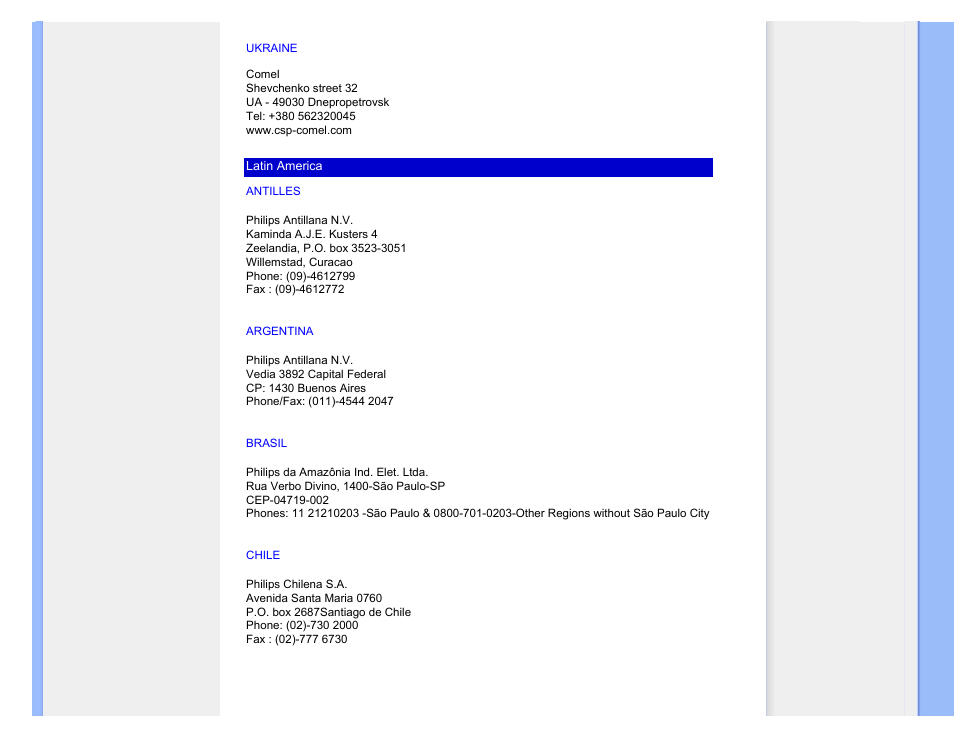Antilles, Argentina, Brasil | Chile, Ukraine | Philips LCD monitor 170S7FB 43 cm 17" SXGA User Manual | Page 74 / 99