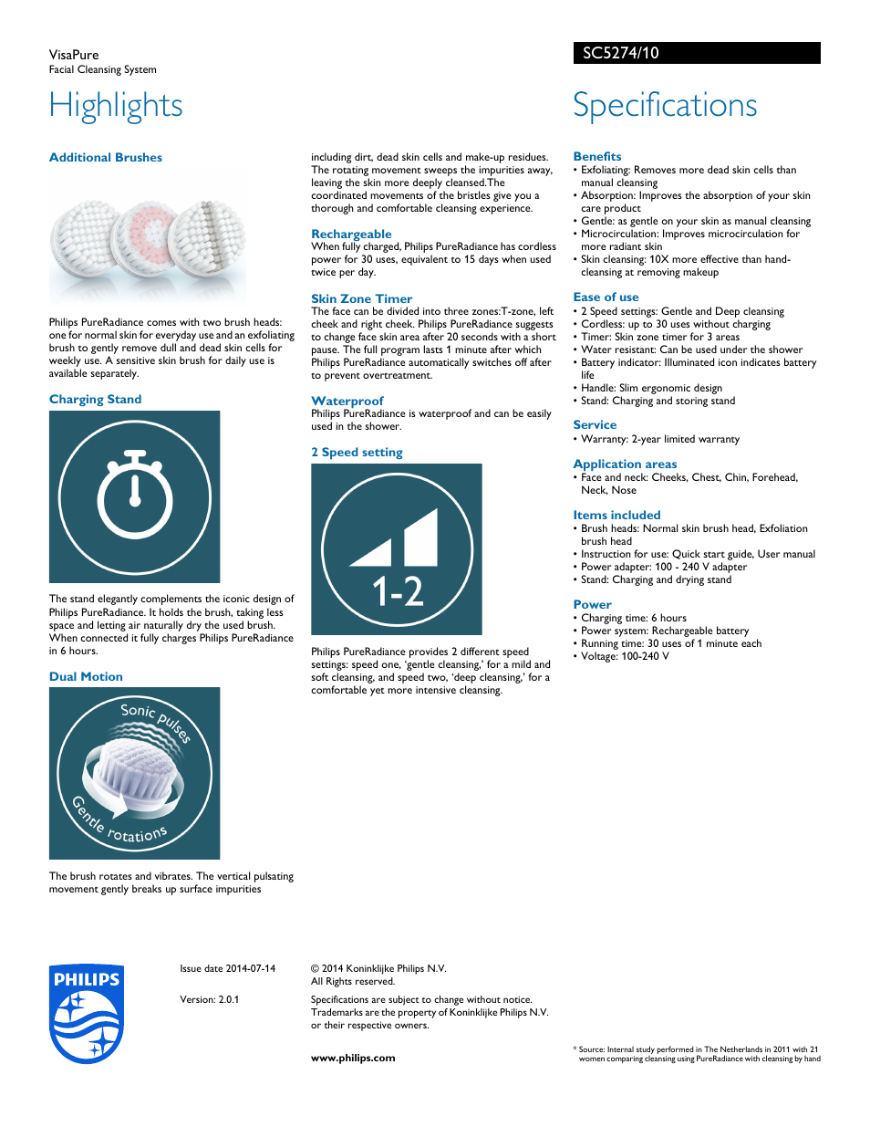 Highlights, Specifications | Philips SC5274-10 User Manual | Page 2 / 2