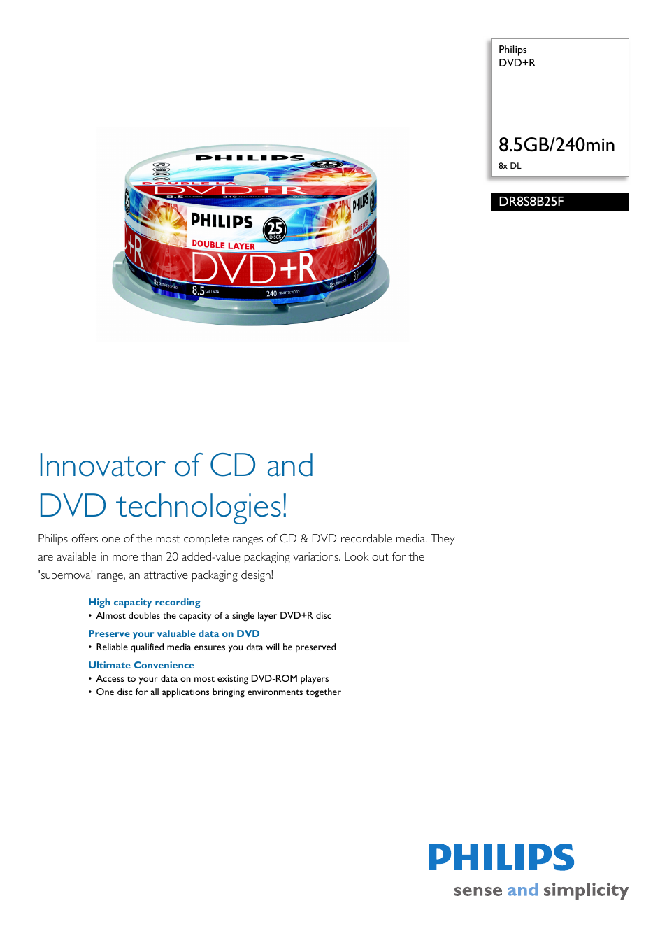 Philips DR8S8B25F-17 User Manual | 2 pages