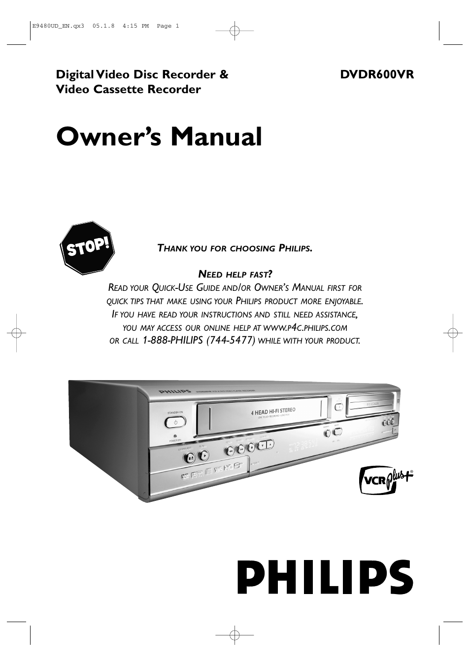 Philips DVDR600VR-37B User Manual | 88 pages